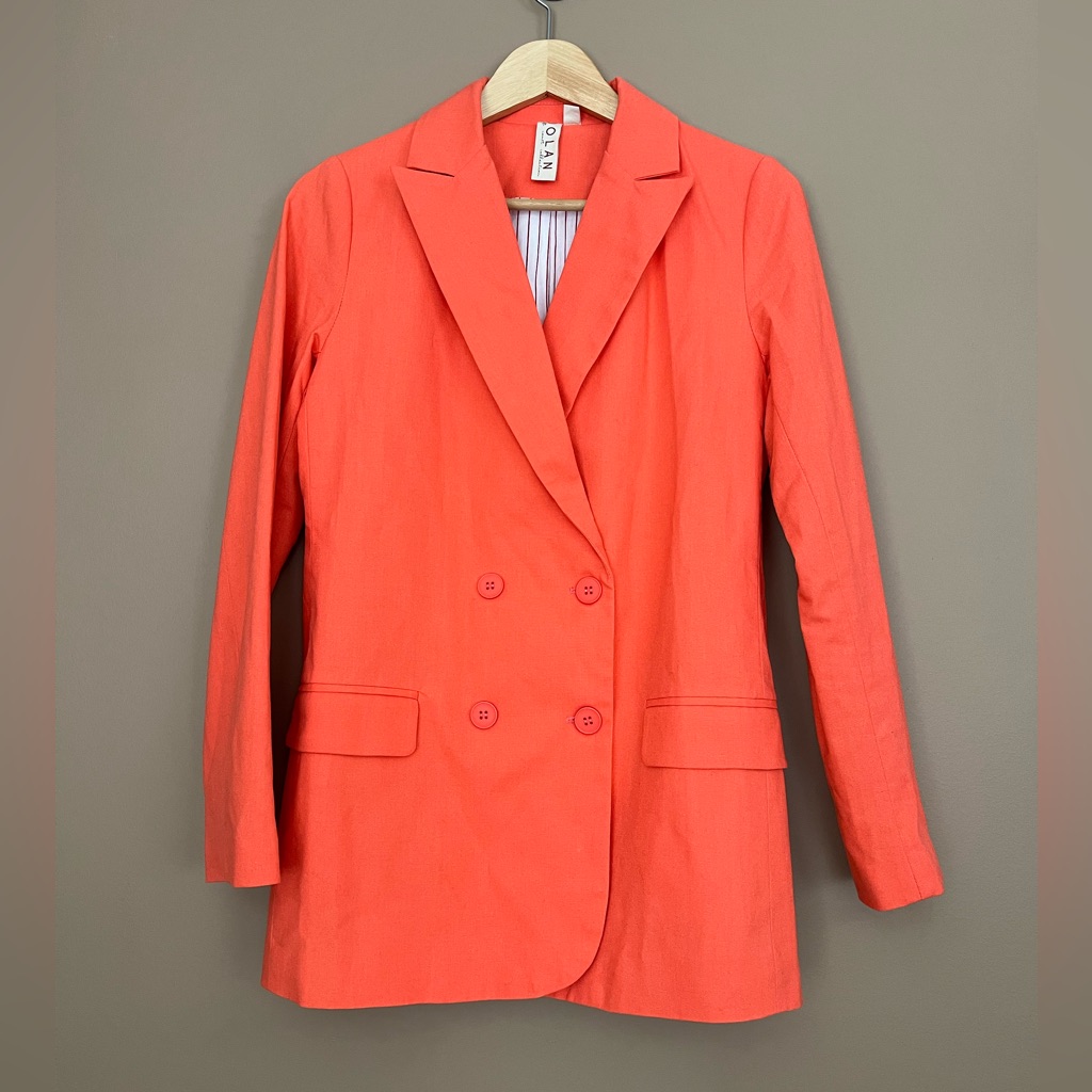 {Dolan} Linen Blend Boyfriend Blazer Jacket In Coral - Womens Small